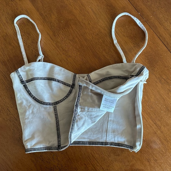 Princess Polly Tan with Black Contrast-Stitch Bustier Crop Leilani Top Size 0 - Picture 3 of 8